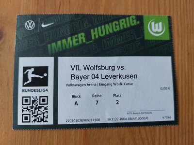 Used Sammler Ticket Bundesliga 2022/23 VfL Wolfsburg vs Bayer Leverkusen 