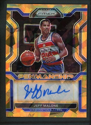 2021-22 JEFF MALONE auto panini prizm orange cracked ice penmanship autographs