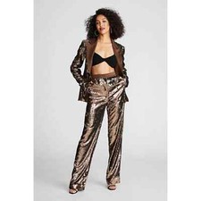 HALSTON Jett Trousers Sequin Java Brown Size 2 New with Tags High Rise Luxury