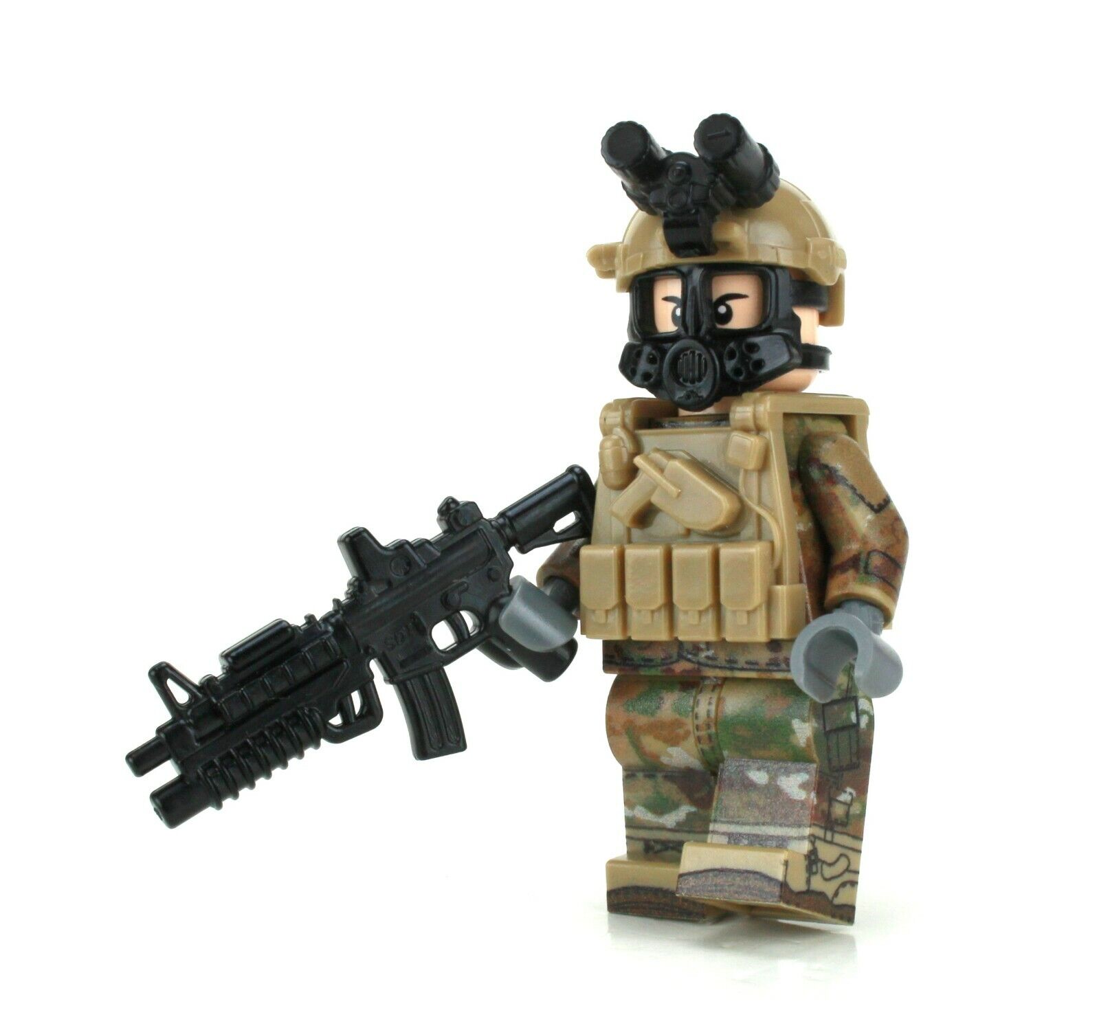 Military Game Series Minifigs Brick Gun Instructor Sniper Antigas Mask