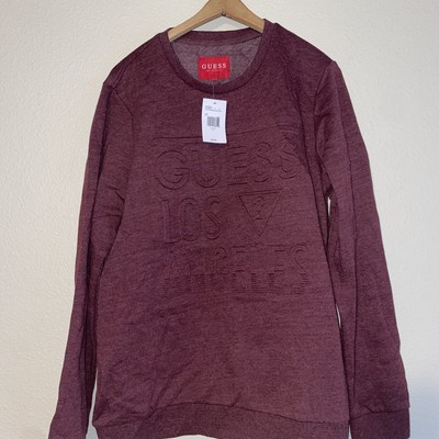 Guess Los Angeles Red Noir Lance Debossed Logo Crew/ Size L/ New w Tags