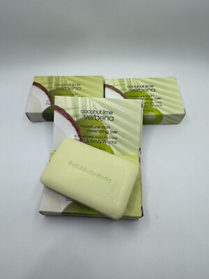 Lot 4 Bath & Body Works Coconut Lime Verbena Travel Size Hand Bar Soap