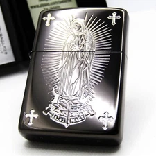 Saint Mary Maria Cross Engraved Black Zippo Oil Lighter 2021 MIB
