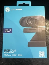 JLab Go Pop USB HD Webcam, Black, 1080p/30 FPS, 2.1 Megapixels, Privacy Shutter