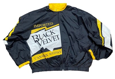 Vintage Black Velvet Canadian Whisky Windbreaker Jacket XL
