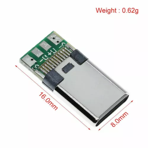 5/10Pair USB 3.1 Type C Male+Female DIY Solder Plug PCB Connector Sockets Repair - Bild 3 von 21
