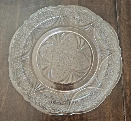 Vtg Pink Depression Hazel Atlas Royal Lace Pink Dinner Plate 10" Wide