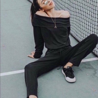 fabletics off shoulder jumpsuit