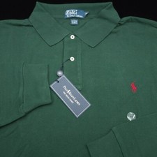 POLO RALPH LAUREN SHIRT -3XB BIG PINE GREEN MESH LONG SLEEVE -BURGUNDY PONY GOLF