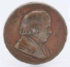 Medaglia 1852 VINCENZO GIOBERTI Torino Ø 47 mm Firmata G. GALEAZZI 58 g 