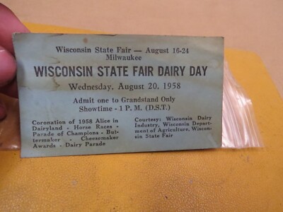 1958, Wisconsin State Fair Dairy Day Pass, Nice!