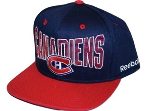 Reebok Hockey Houndstooth Script Logo Snapback Flat Bill Cap Hat