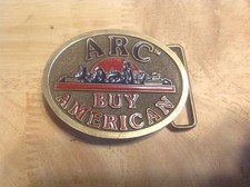 Vintage ARC Buy American 3153 CD Hit Bronze Belt Buckle