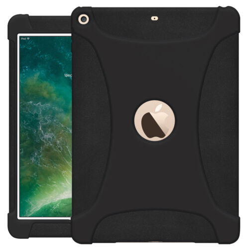 Housse antichoc en silicone robuste coupe gelée pour Apple iPad 9.7 - Noir - Photo 1/5