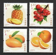 P.R. DE CHINE 2018-18 FRUITS SERIE 3 (ORANGE, MANGUE, CERISE, ANANAS) 4 TIMBRES