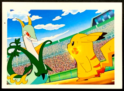 POKEMON ASH CHAMPION Sticker EM #058 PIKACHU VS SERPERIOR South America Edition