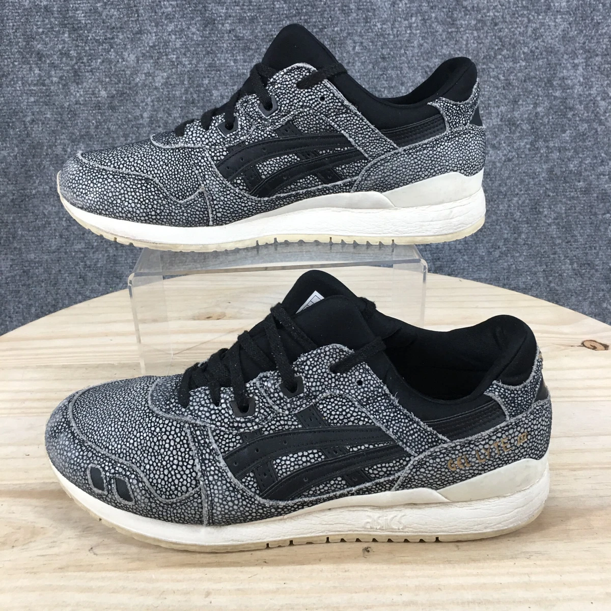 Asics black leather womens cheap