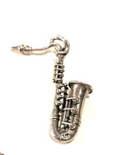 Large 925 Sterling Silver Saxophone Pendant