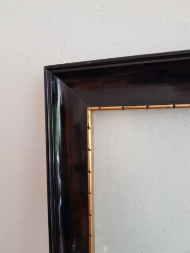 Alter Schellack-Bilderrahmen, Holz, Schwarz, 36,5 x 46,5 cm, mit Glasscheibe, - Bild 1 von 7