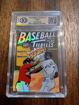 Baseball Thrills Jose Ramirez Vs Anderson  Fight Card. Custom Card Slabbed.  