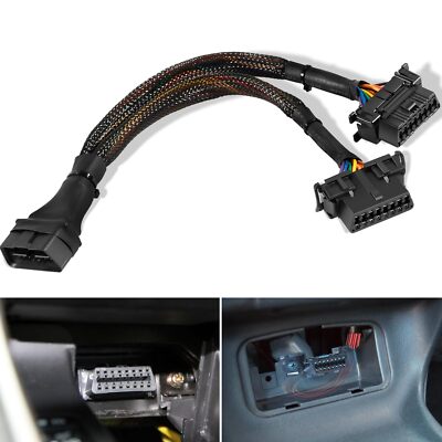 B6 OBD2 Splitter Cable 16 Pin 1x Male & 2x Female Extension Y Cable Adapter