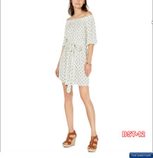 Michael Kors Womens Mini Dress Ivory Metallic Printed Mini Fit & Flare Dress S