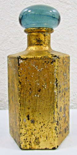 Paar mexikanische Glas Blattgold blau Glas Stopfen Deko Flaschen - Bild 9 von 14