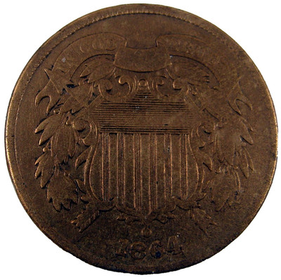 1864-P TWO 2 CENT PIECE BROWN 1c NICE BUY IT NOW FREE SHIPPING $ 59