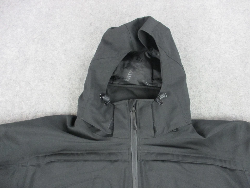 5.11 Tactical Series Jacket Mens Large Black Hooded Softshell Waterproof Pockets - Image 2 of 4