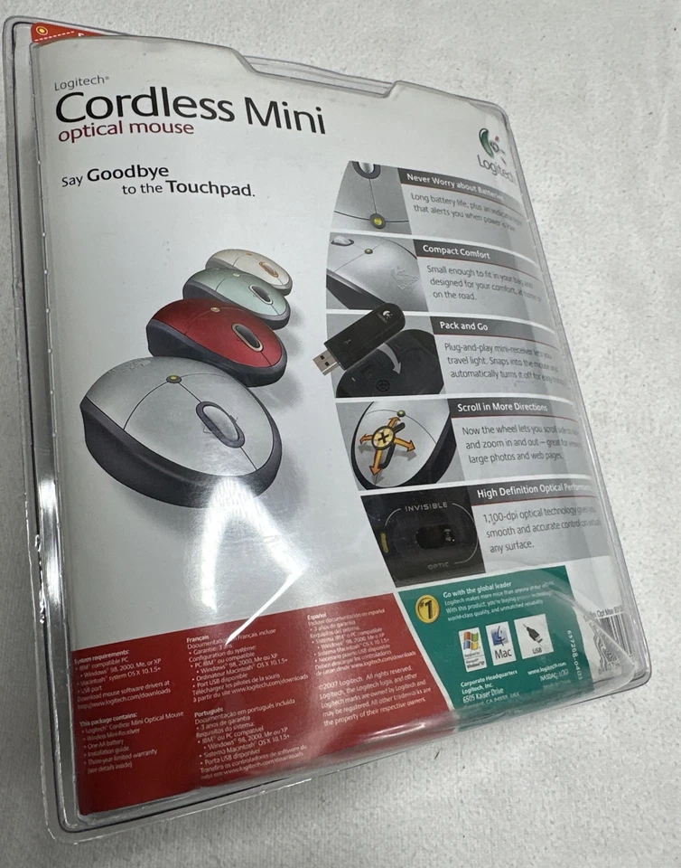 NEW - Logitech Cordless Mini Optical Mouse (931396-0403) Black & Silver New - Image 3 of 4