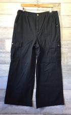 Barbour Int’l Black “Kinghorn” Cotton Wide Leg Cargo Trousers Size 14 VGC