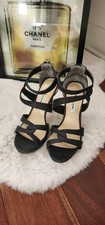 Nina Glittery Elegant Black Strappy High Heel Sandals Size 6. Heel Height 4.5in