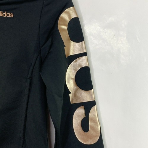 Adidas Kids Black Zip Front Metallic Bronze Lettering Jacket NWT Size 6 - Picture 5 of 9