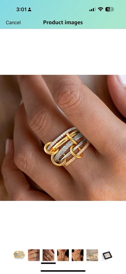 Nuevos anillos apilables sin deslustre para mujer - delicado juego de anillos de plata y oro... Foto 2 de 4