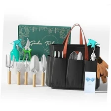 9-Piece Garden Tool Set - Heavy Duty Gardening Hand Tools with Ergonomic Black