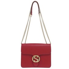GUCCI Interlocking G Chain Shoulder Bag Red Leather 510304203998