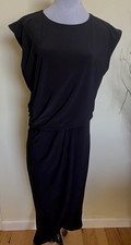 Express Black Faux Wrap Skirt Sleeveless Pullover Lined Stretch Dress Sz M