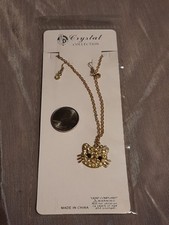 Vintage Hello Kitty Pendant Necklace W/ Earings UP CrystalCollection Goldtone A1