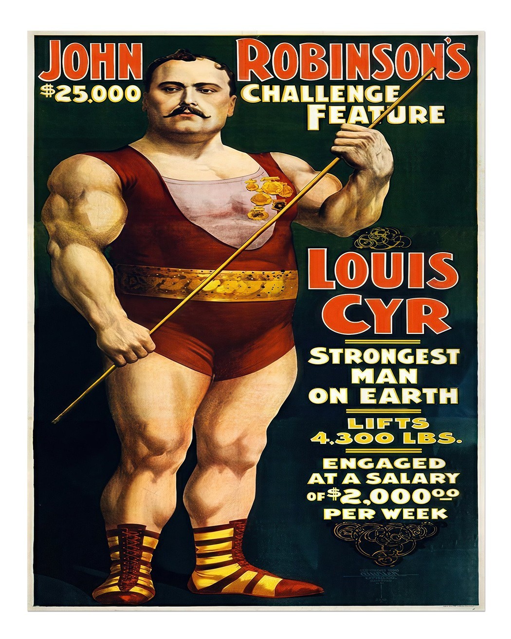 Cartel de circo Strongman vintage arte de pared decoración del hogar de...