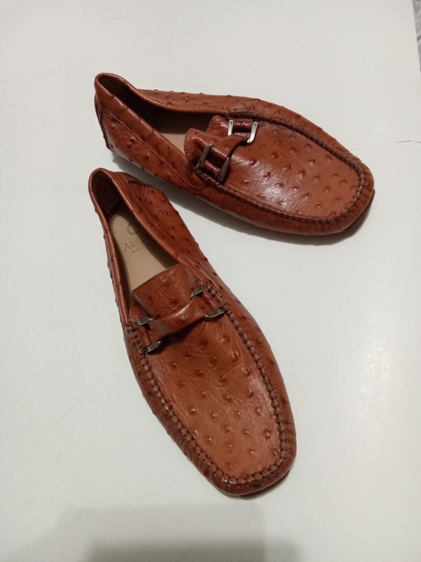 Aldo Brue Ostrich Skin Driver Loafer Shoes