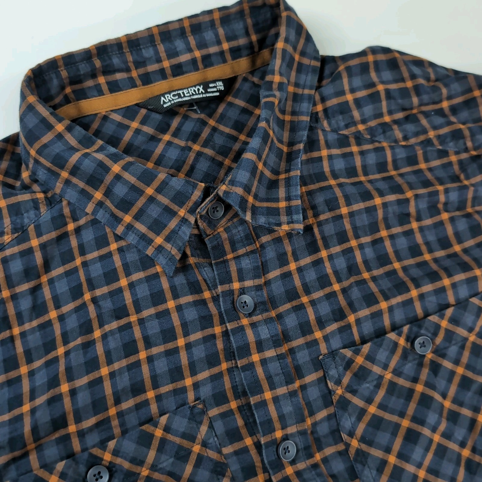 Arc'teryx Camicia Uomo 2XL Multicolore Plaid Manica Corta Lana Cotone Bottoni