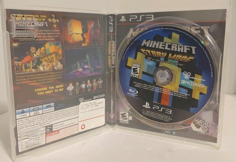 Minecraft Story Mode Season Pass Disc Sony PlayStation 3 PS3 2015 minecraft-story-mode-season-pass-disc-sony-playstation-3-ps3-2015