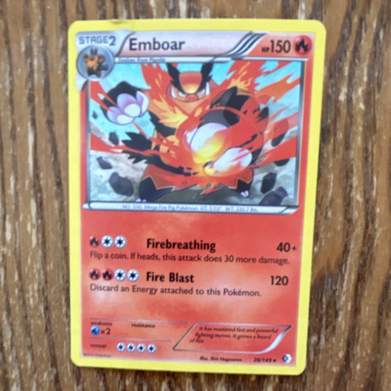 Pokémon Emboar Black & White 20/114 Rare Stage 2 150HP Fire Type 2011