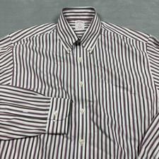 Brooks Brothers Shirt Men Medium 346 Red Stripe Original Polo Shirt Button Down