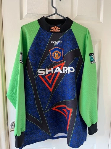 Manchester United Home FA Cup Final 1996 Goalkeeper Shirt SCHMEICHEL 1 XL S5