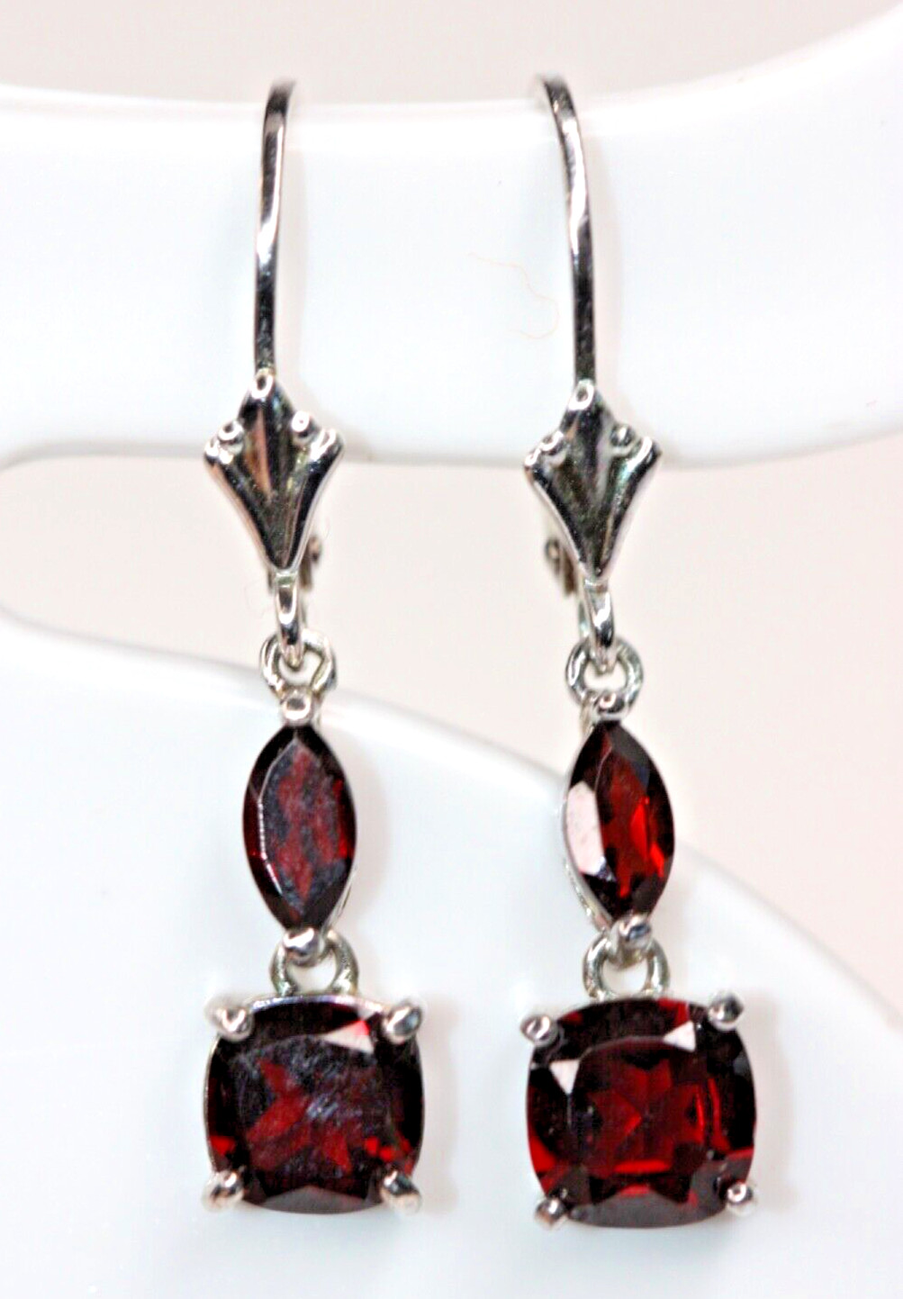 Signed Sterling Silver 925 Earrings Ruby Red Auro… - image 1