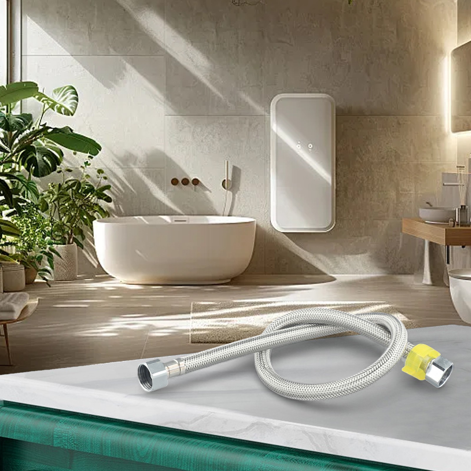 Edelstahl Zulaufschlauch 40 Cm - Für Waschmaschine & Geschirrspüler, Kalt & Warm