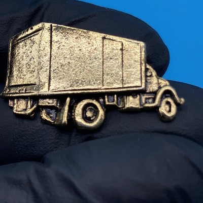 MonaRock Vintage Semi Truck Pin Gold Tone Metal Big Rig 18-Wheeler Memorabilia