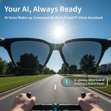 AI Smart Glasses Black with Camera  Video Bluetooth Open-Ear Audio Assistant