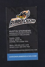 Akron Rubber Ducks Minor League Baseball Business Card Akron Ohio Guardians